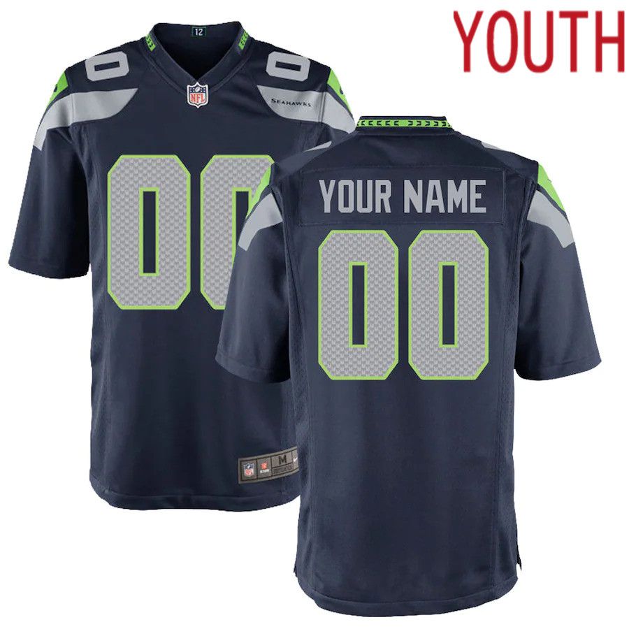 Youth Seattle Seahawks Nike College Navy Custom Game NFL Jersey->customized nfl jersey->Custom Jersey
